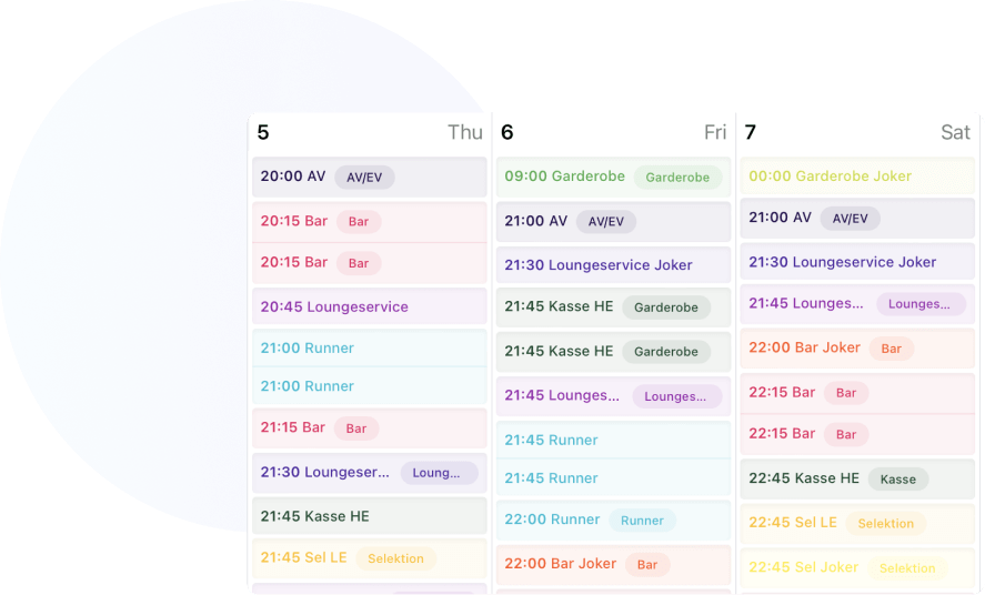 Plan your shifts.